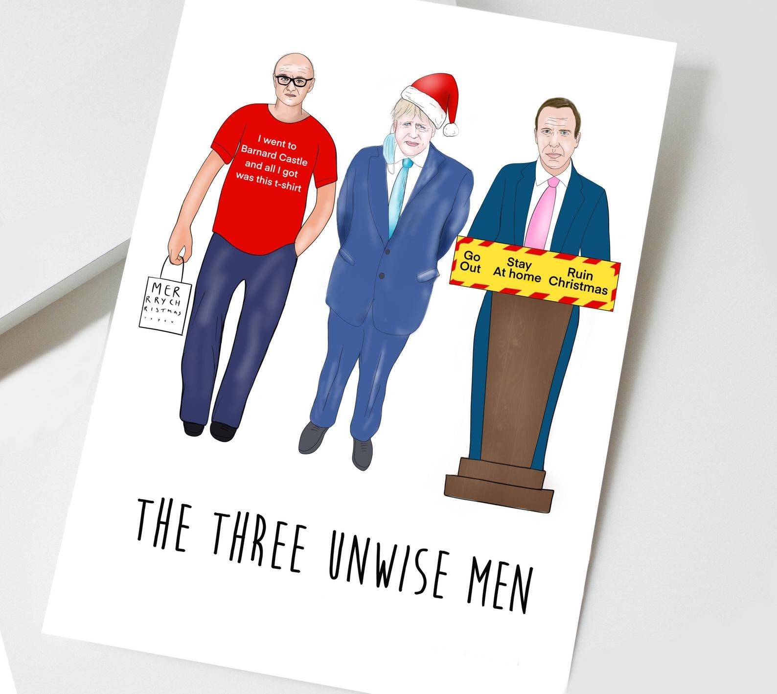 The Amyverse’s Three Unwise Men card design (Amy Goble/PA)