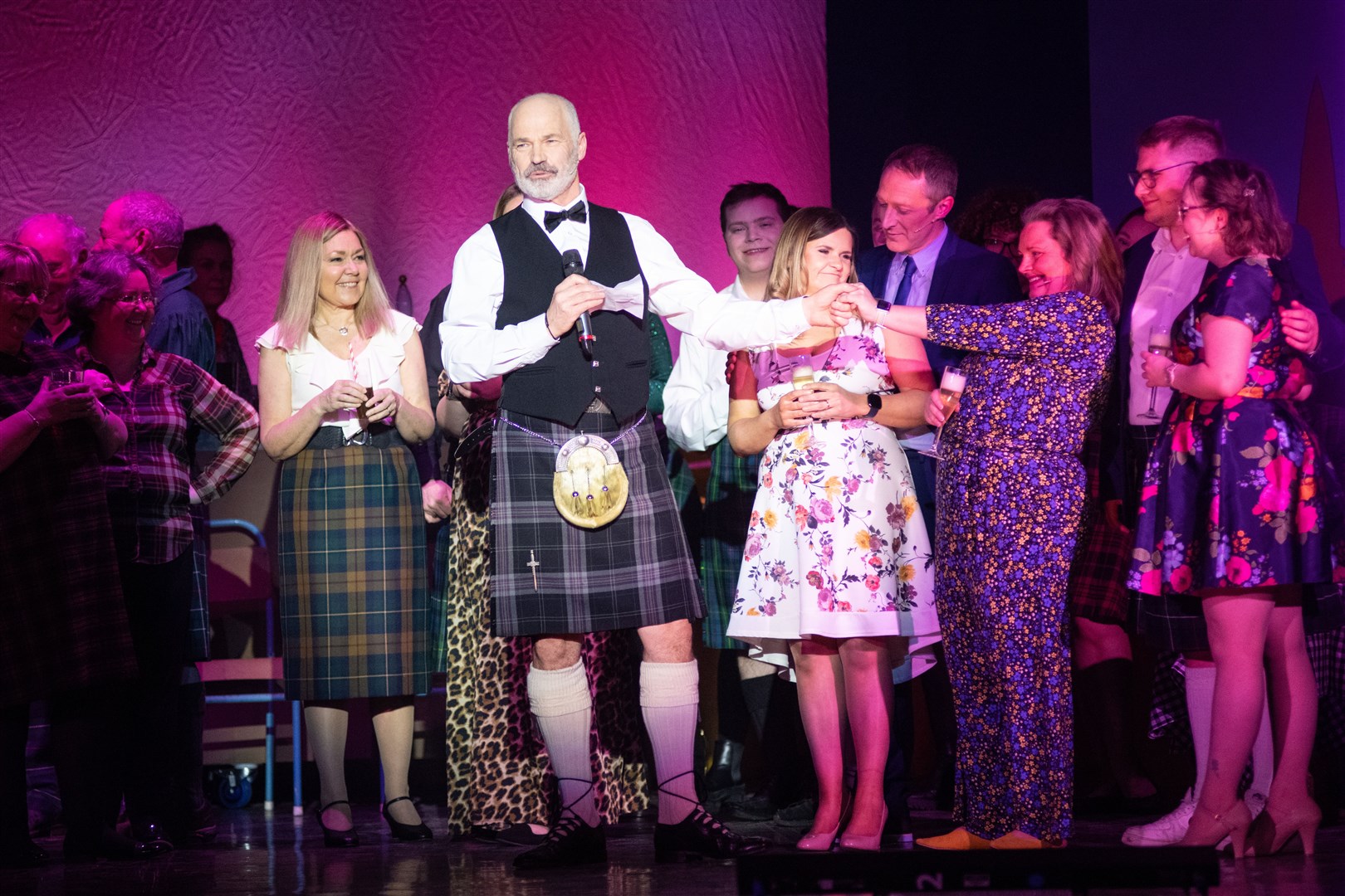 Rab (Sandy Duncan) and Jean's (Lesley Mitchell) engagement party...Elgin Musical Theatre present Sunshine on Leith at the Elgin Town Hall. ..Picture: Daniel Forsyth..