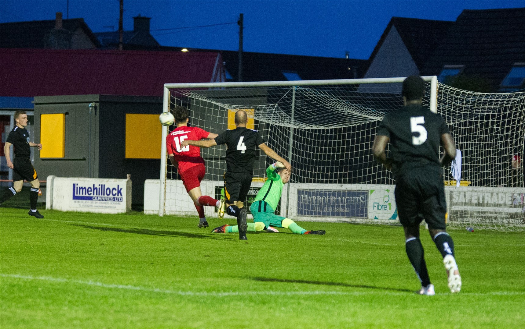 So close for Brodie Allen as Lossiemouth threaten the Fort goal. Picture: Becky Saunderson..