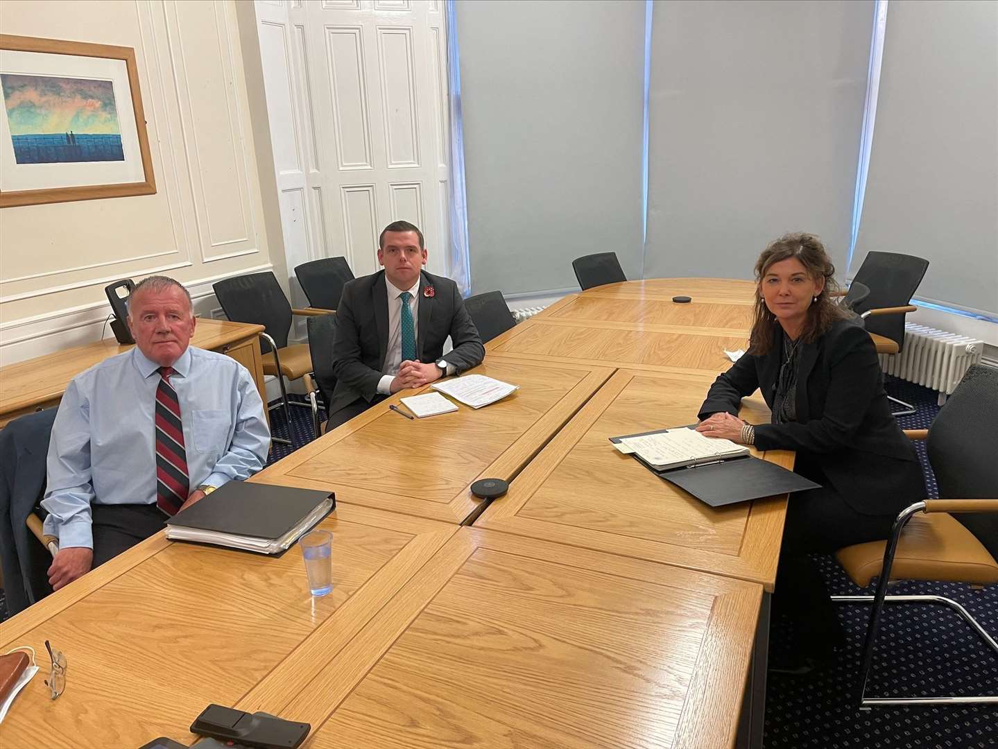 Moray MP Douglas Ross and campaigner Jimmy Jones (left) with Lord Advocate Dorothy Bain at their meeting in Edinburgh yesterday.