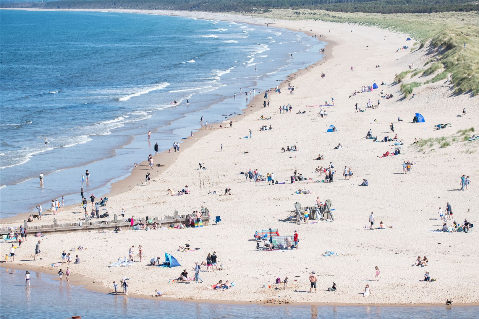 People flocked to the East Beach in Lossiemouth over the bank holiday weekend.Picture: Daniel Forsyth
