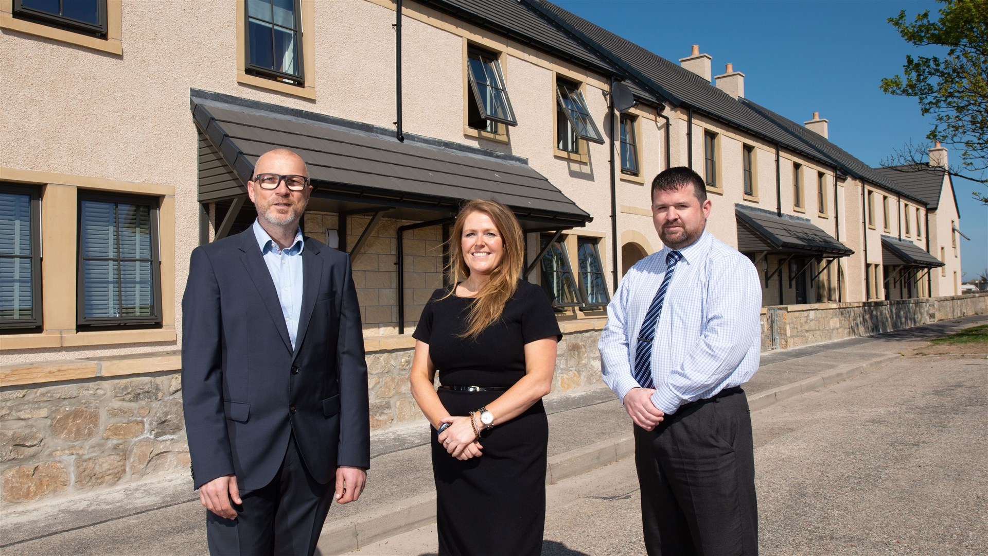 Osprey Housing Chief Executive Stacy Angus with Morlich Homes Managing Director John Main (left), and Moray Council Head of Housing, Edward Thomas.
