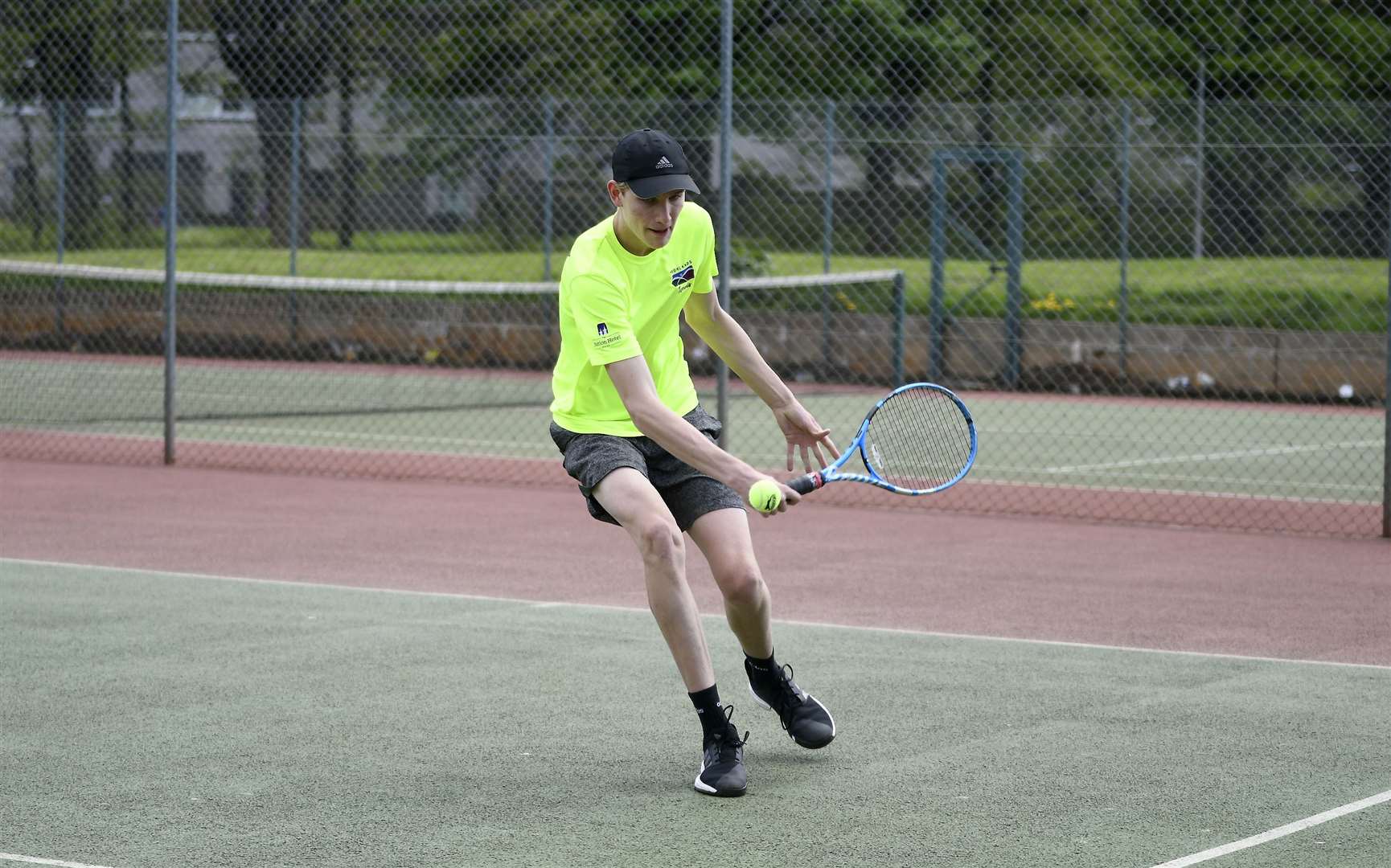 Fraser Scott...Speyside High playing in the quarter finals of the Scottish Cup at Rothes Tennis Club...Picture: Becky Saunderson..