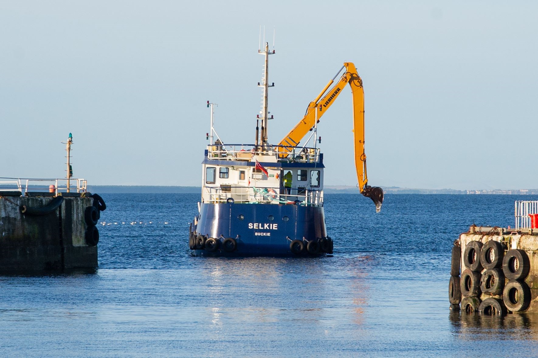 The MV Selkie at work just outside Buckie Harbour. Picture: Daniel Forsyth