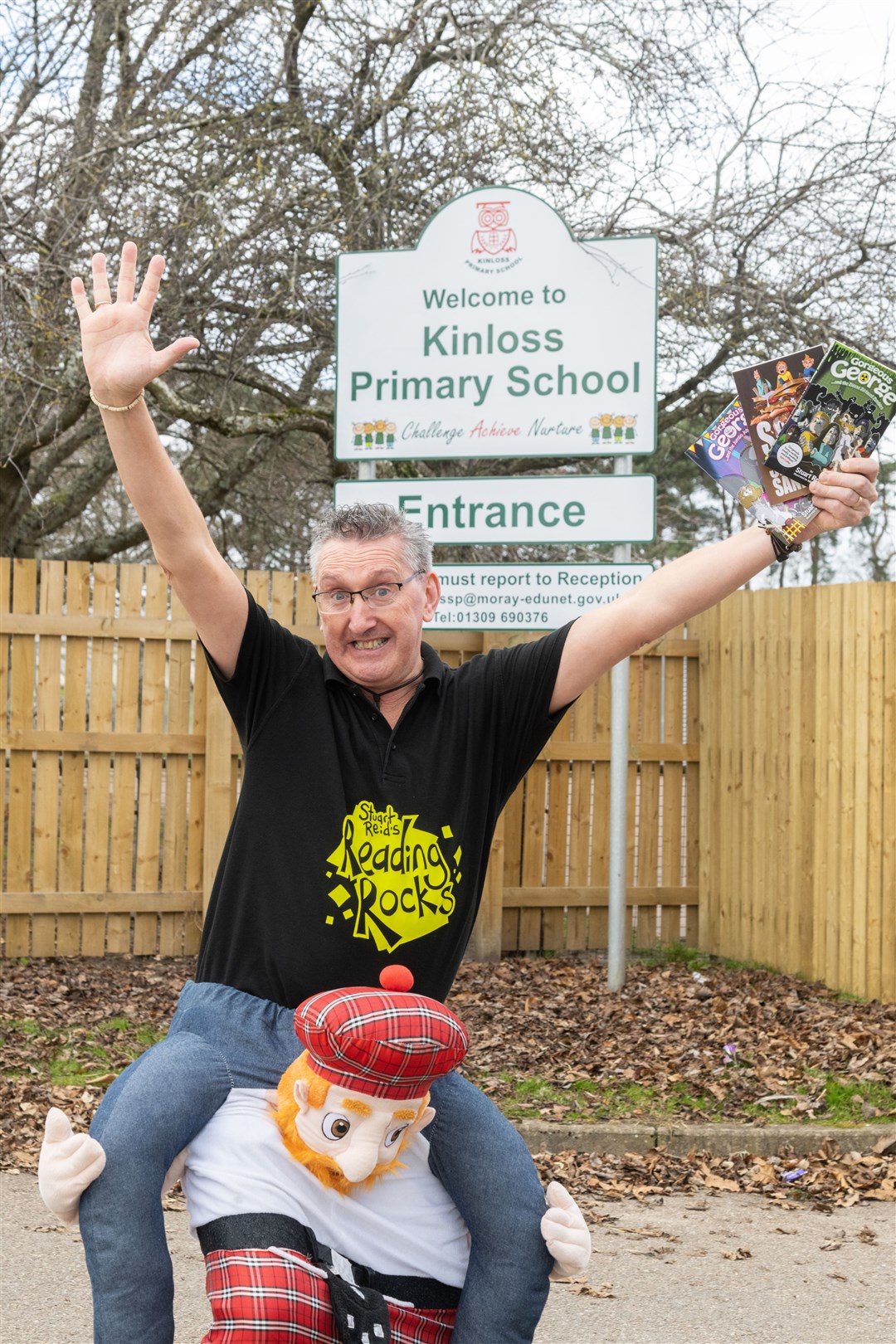 Reading Rocks: Stuart Reid delivered fun reading workshops during the day at Kinloss. Picture: Beth Taylor