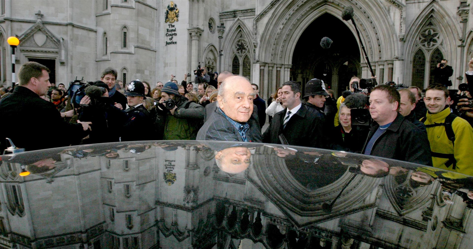 Mohamed Al Fayed leaving the High Court in London, after giving evidence at the inquest into the death of his son, Dodi, and Diana, Princess of Wales (PA)