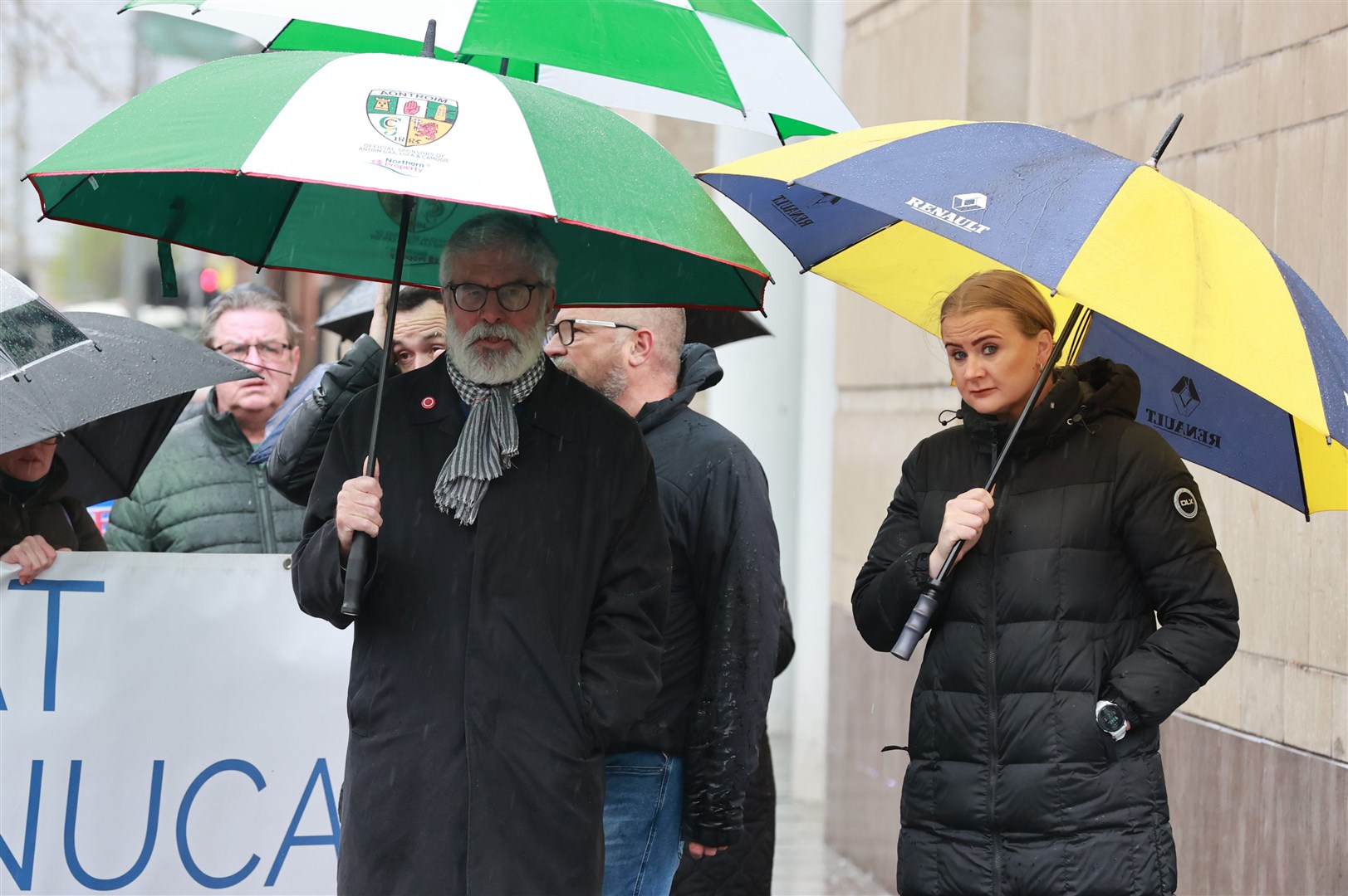 Former Sinn Fein president Gerry Adams was outside Belfast Coroner’s Court on Monday (Liam McBurney/PA)