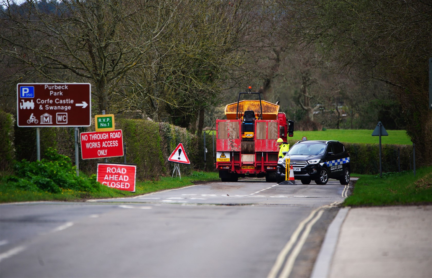 A road leading to Poole Harbour, Dorset, is closed off after a major incident was declared (Ben Birchall/PA)