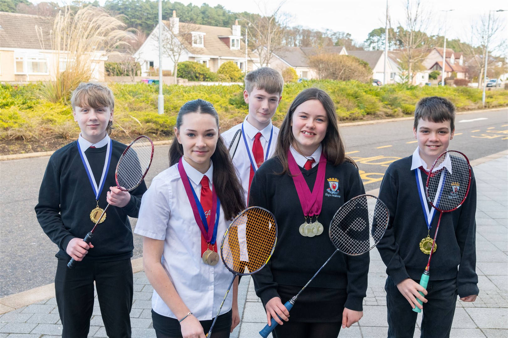 From left: Kurt Griffiths, Rose Christie, Donald Coull, Isla Johnston and Drew Murdoch have recently won medals at the Gibb Memorial Secondary Quaich in Perth. Picture: Beth Taylor