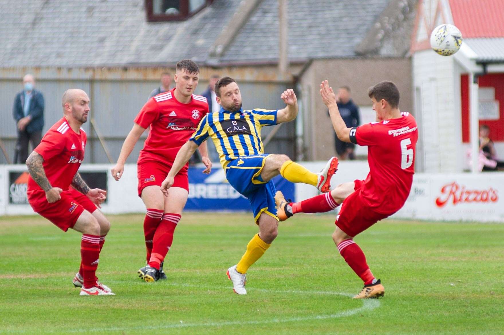 Veteran Neil Gauld's Inverurie double saw off Brechin City at Harlaw Park. Picture: Daniel Forsyth..