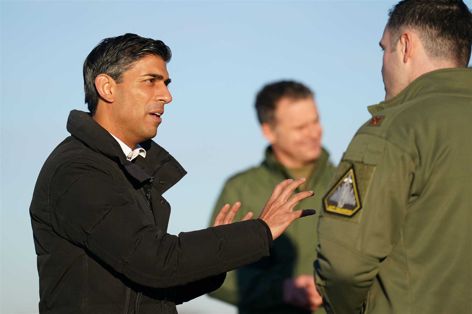 Prime Minister Rishi Sunak during his visit to RAF Coningsby in Lincolnshire (Joe Giddens/ PA)