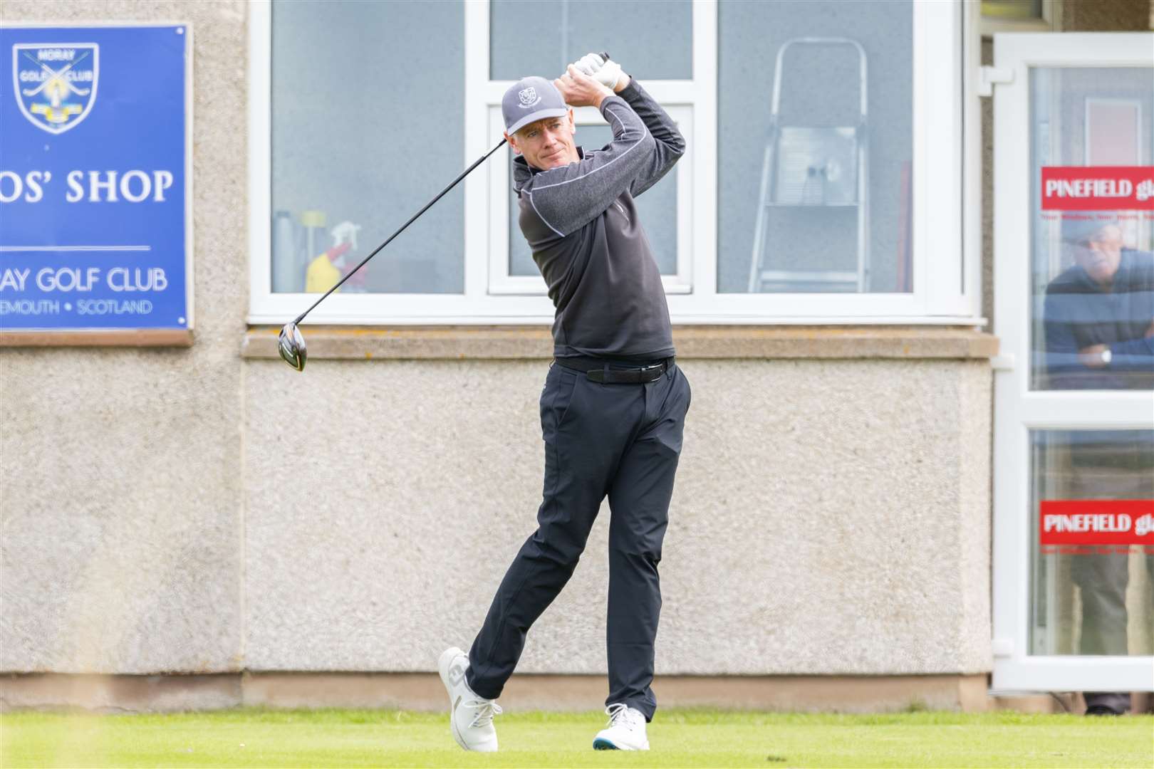Malcolm MacLeman drives off the first hole. ..Moray Golf Club Open, Lossiemouth...Picture: Beth Taylor.