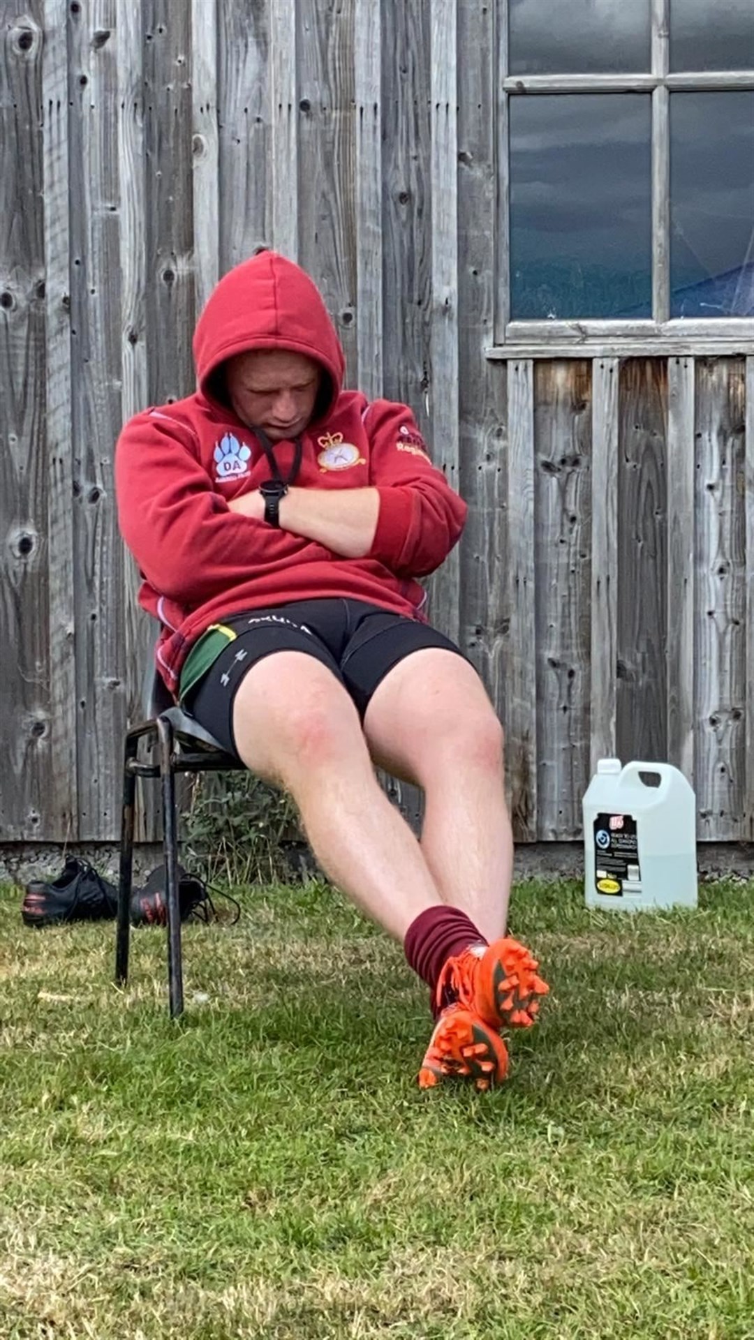 One of the RAF Lossiemouth rugby team takes a well-earned rest.