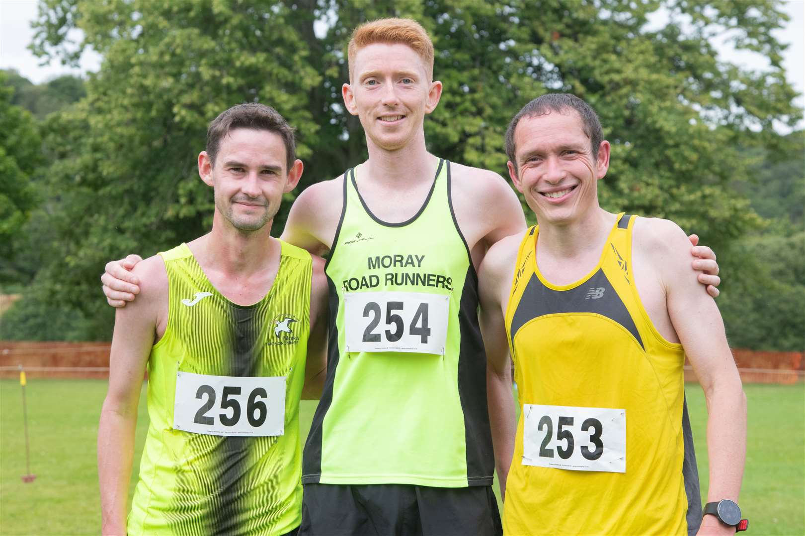 The top three in the Hill 10 mile race (left to right) Andrew Rogan (3rd), James Wilson (1st) and Ben Liveset (2nd)...77th Aberlour Strathspey Highland Games held on Saturday August 6th 2022...Pictured: Daniel Forsyth ..