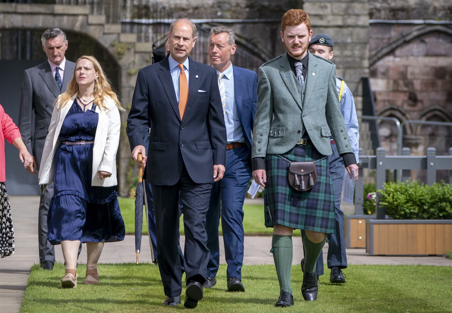 The Earl of Wessex with gold award holder Brodie Robertson (right) during a Gold Award Celebration at the Palace of Holyroodhouse, Edinburgh, for Duke of Edinburgh gold award holders from across Scotland (Jane Barlow/PA)