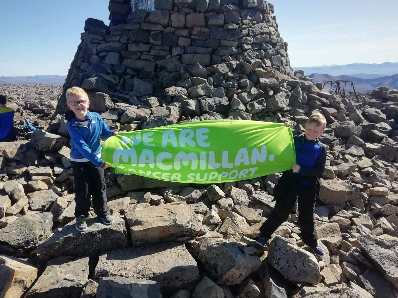 Alfie and Max Teunion, from Aberlour, at the top of Ben Nevis.