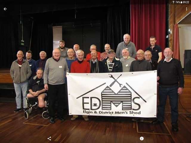 Elgin and District Men’s Shed members at Elgin Town Hall.