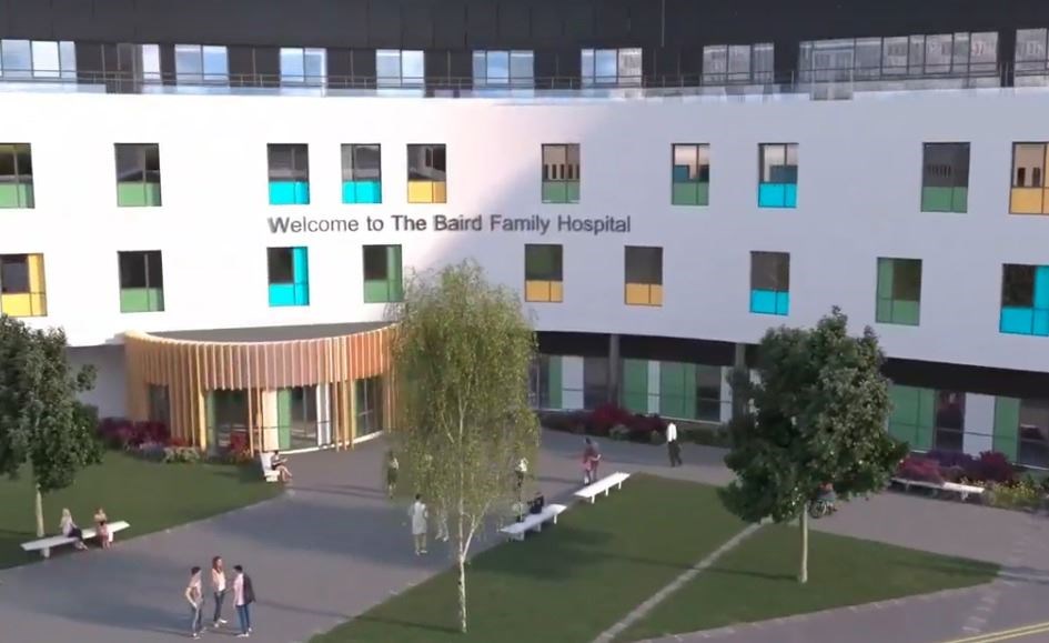 The video gives an insight into the layout and facilities on offer at the Baird Family Hospital and ANCHOR Centre, due to open in 2023.