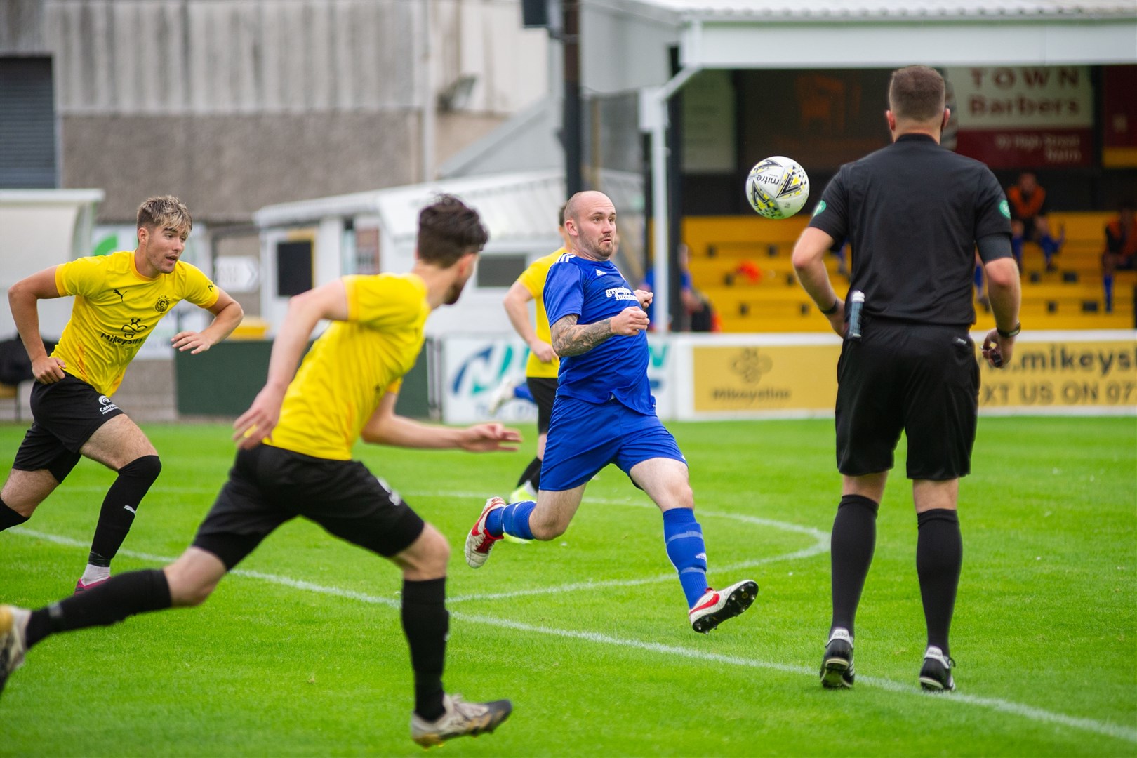 Connor Macaulay in action for Lossie at Nairn this season. .Picture: Daniel Forsyth..