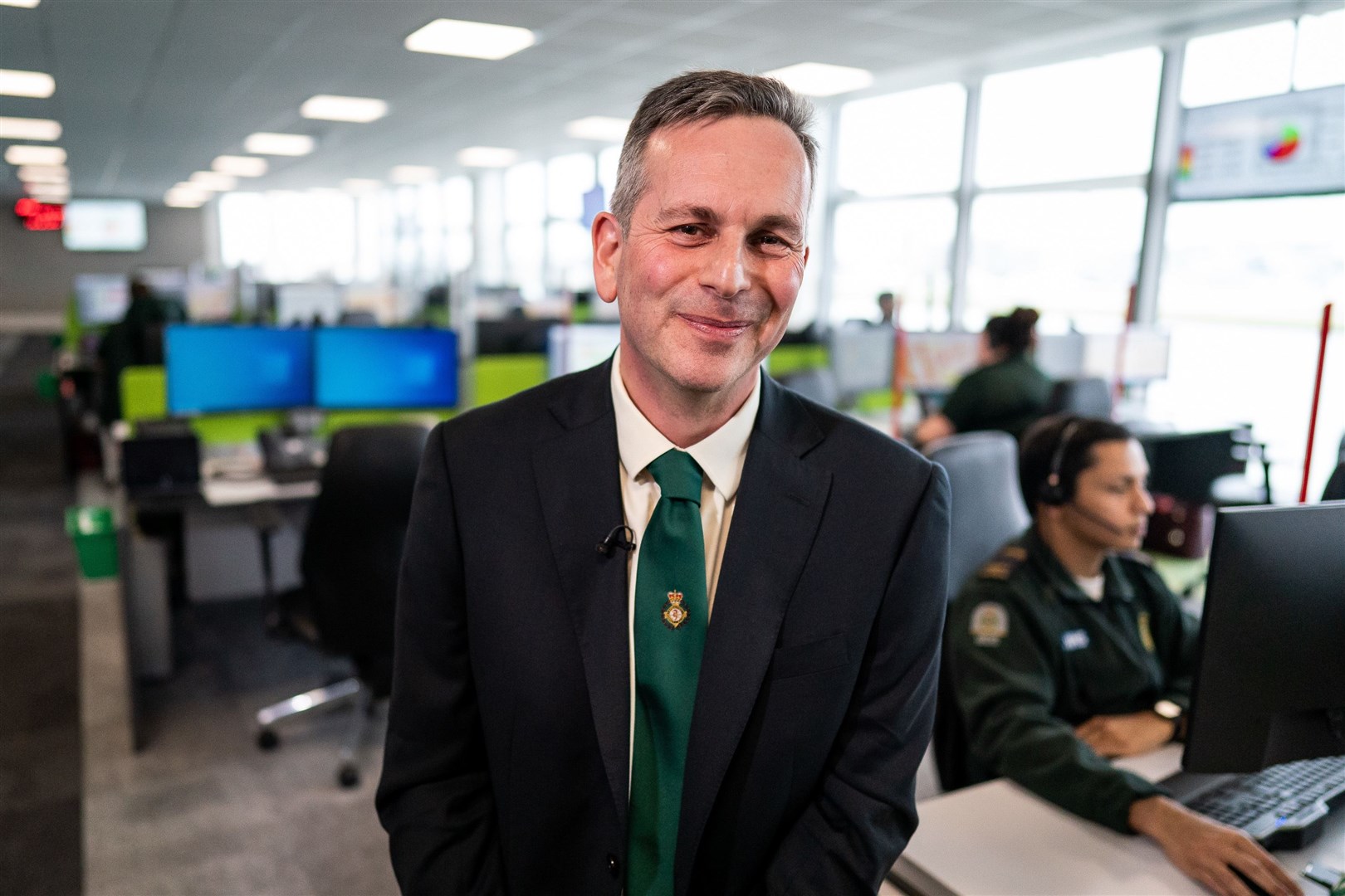 Daniel Elkeles, chief executive of the London Ambulance Service, speaks to the media at the LAS emergency operations centre in Newham, east London (Aaron Chown/PA)