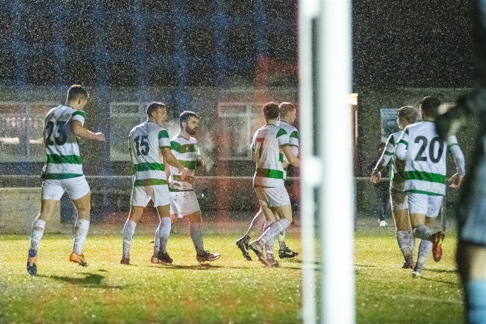 Celebrations in the rain for Buckie Thistle. Picture: Daniel Forsyth..