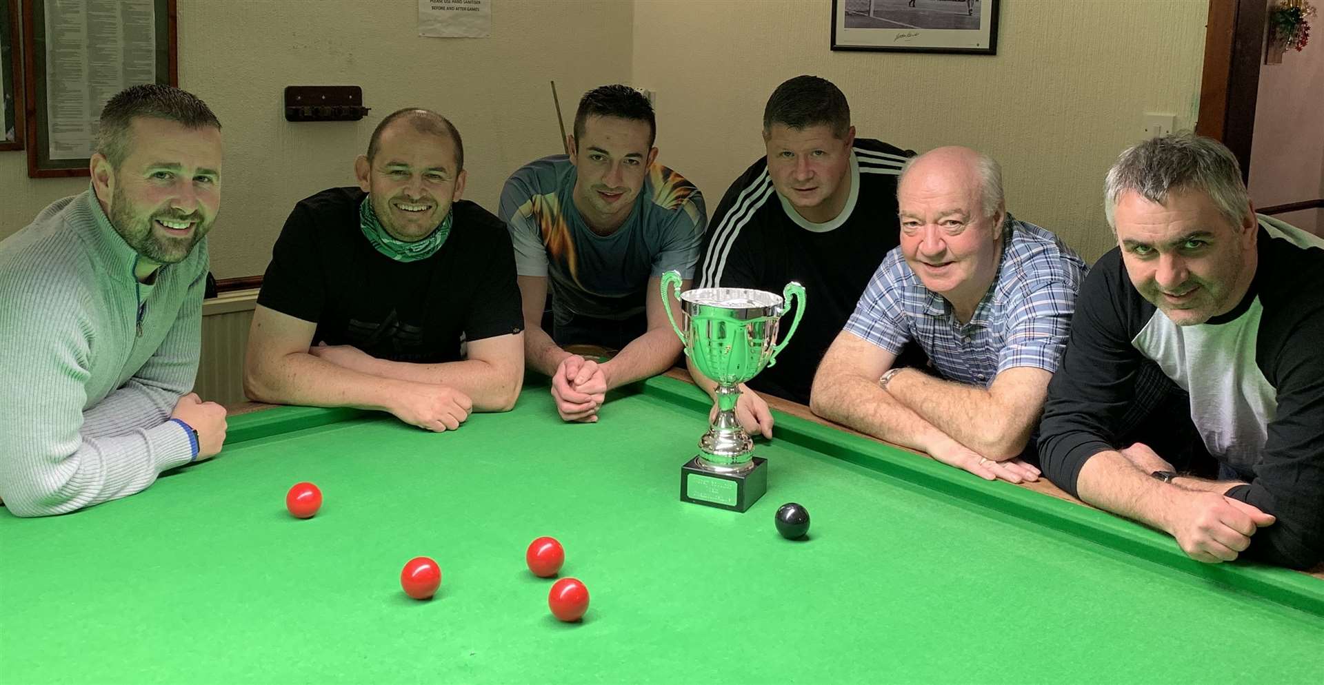 The New Club 1 squad who were crowned Moray snooker team champions.
