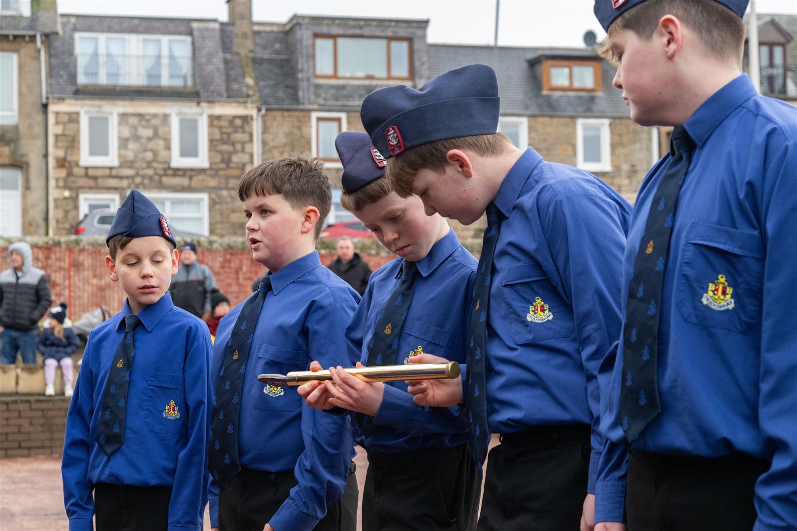 Some of the Boys' Brigade holding the King's Baton. Boys' Brigade 140th anniversary in Lossiemouth...Picture: Beth Taylor.