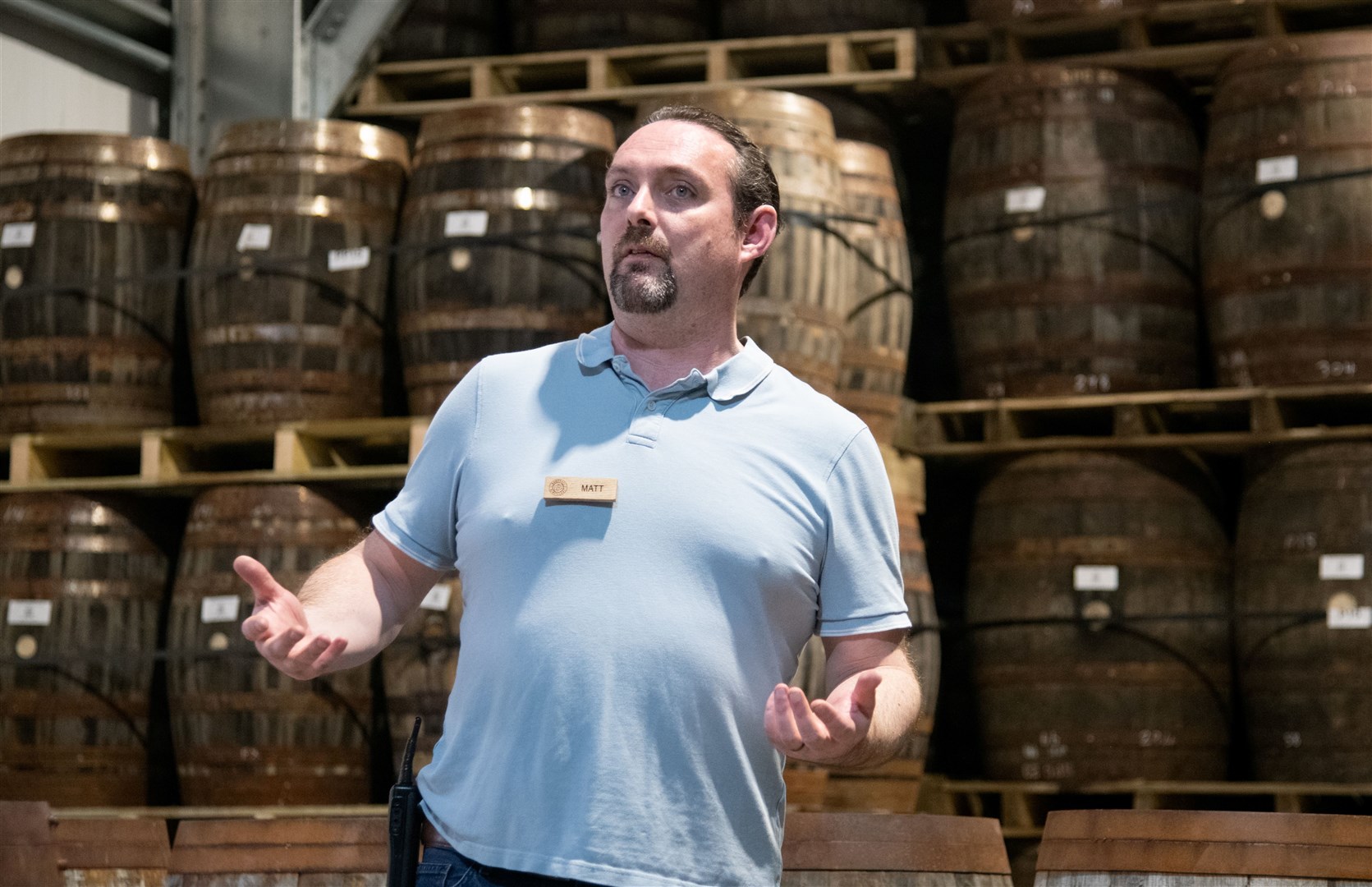 Matt McKay, Dunphail Distillery's director of whisky creation leads the tour. The beginning: celebrating the opening of Dunphail Distillery.Picture: Daniel Forsyth.