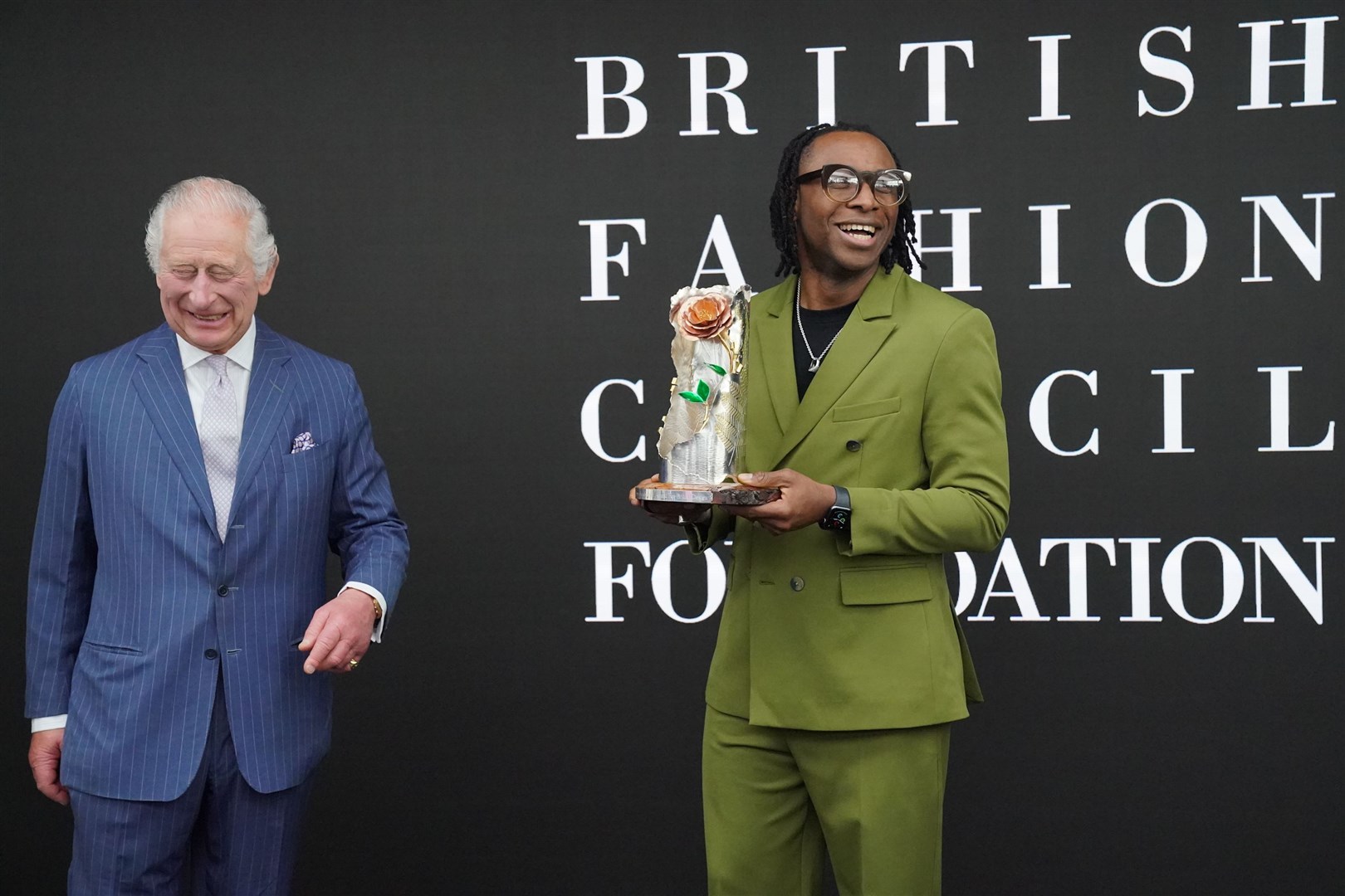 The King after presenting Foday Dumbuya with the Queen Elizabeth II Design Award (Jonathan Brady/PA)