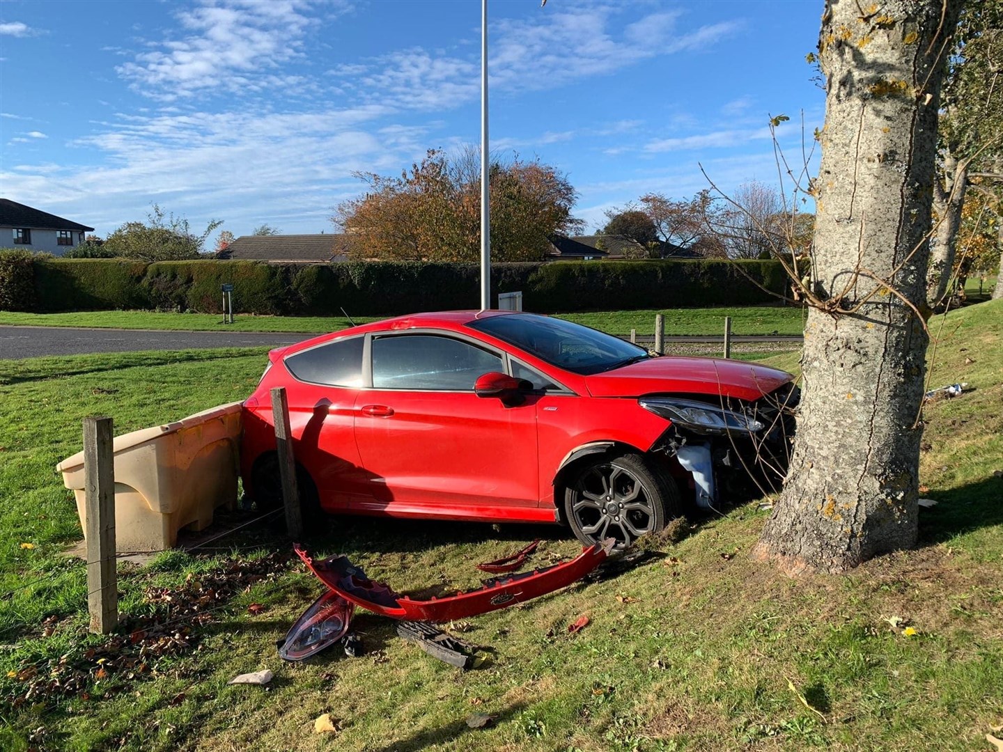 The red Ford crashed at the bottom of Forbeshill.