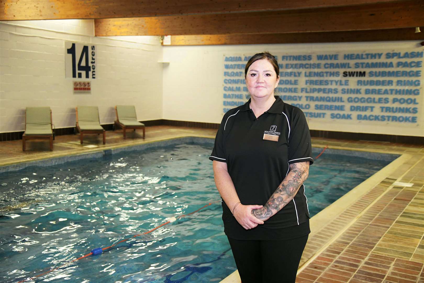 Lisa Clarkson, gym manager, in the newly reopened swimming pool at the Eight Acres Hotel in Elgin...Picture: Beth Taylor.