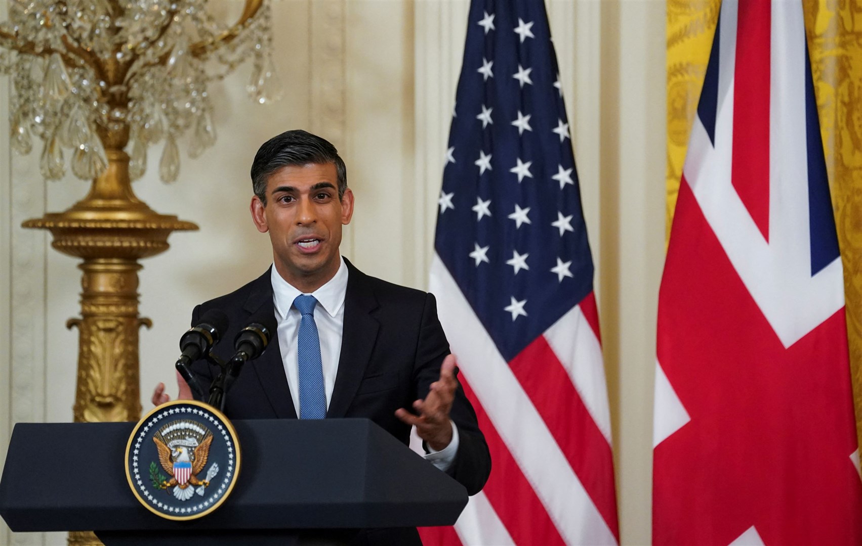 Mr Sunak praised Mr Biden’s experience on foreign affairs (Kevin Lamarque/PA)