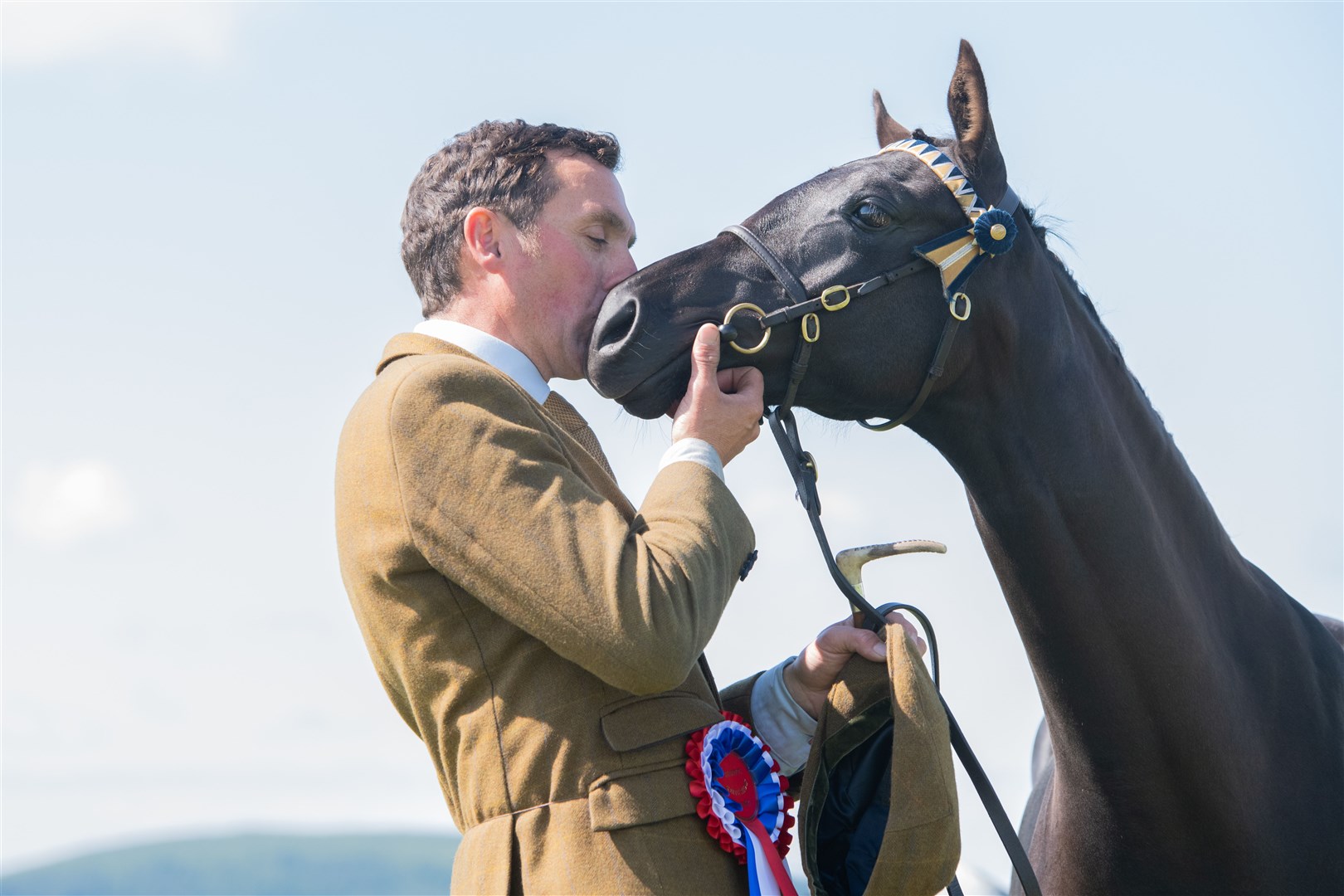Tom Marshall kisses his overall champion horse. Picture: Daniel Forsyth