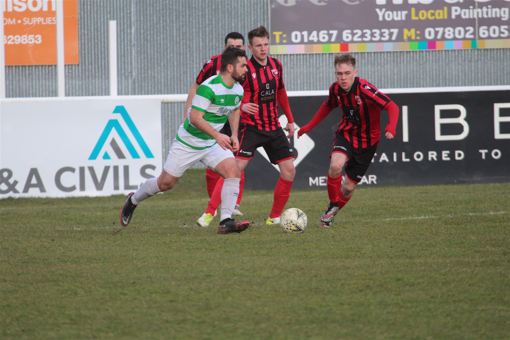 Buckie Thistle's two goal hero Andy MacAskill on the ball against Inverurie Locos on Saturday. Picture: Kyle Ritchie
