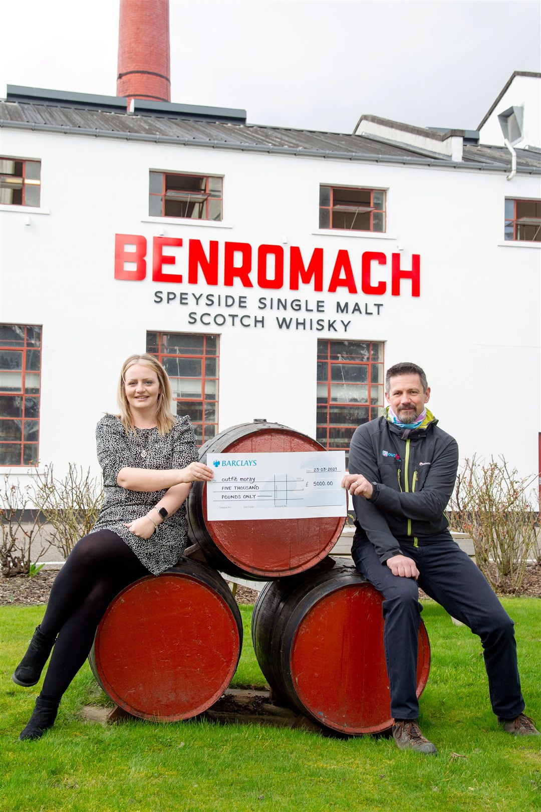 Jodie Clayton (Left) and Tony Brown (Right)...Gordon & MacPhail donate to Outfit Moray for their annual charitable donation. ..Picture: Daniel Forsyth..