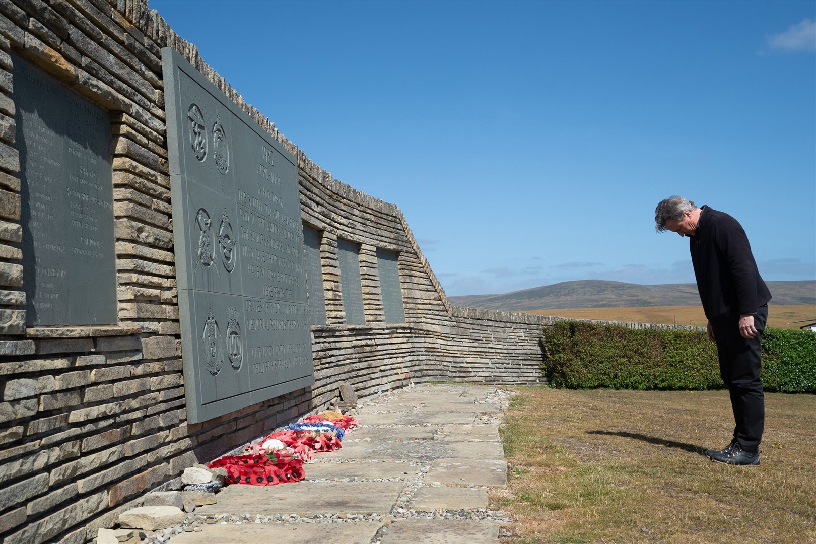 Foreign Secretary Lord David Cameron visits San Carlos Cemetery on the Falkland Islands (Stefan Rousseau/PA)