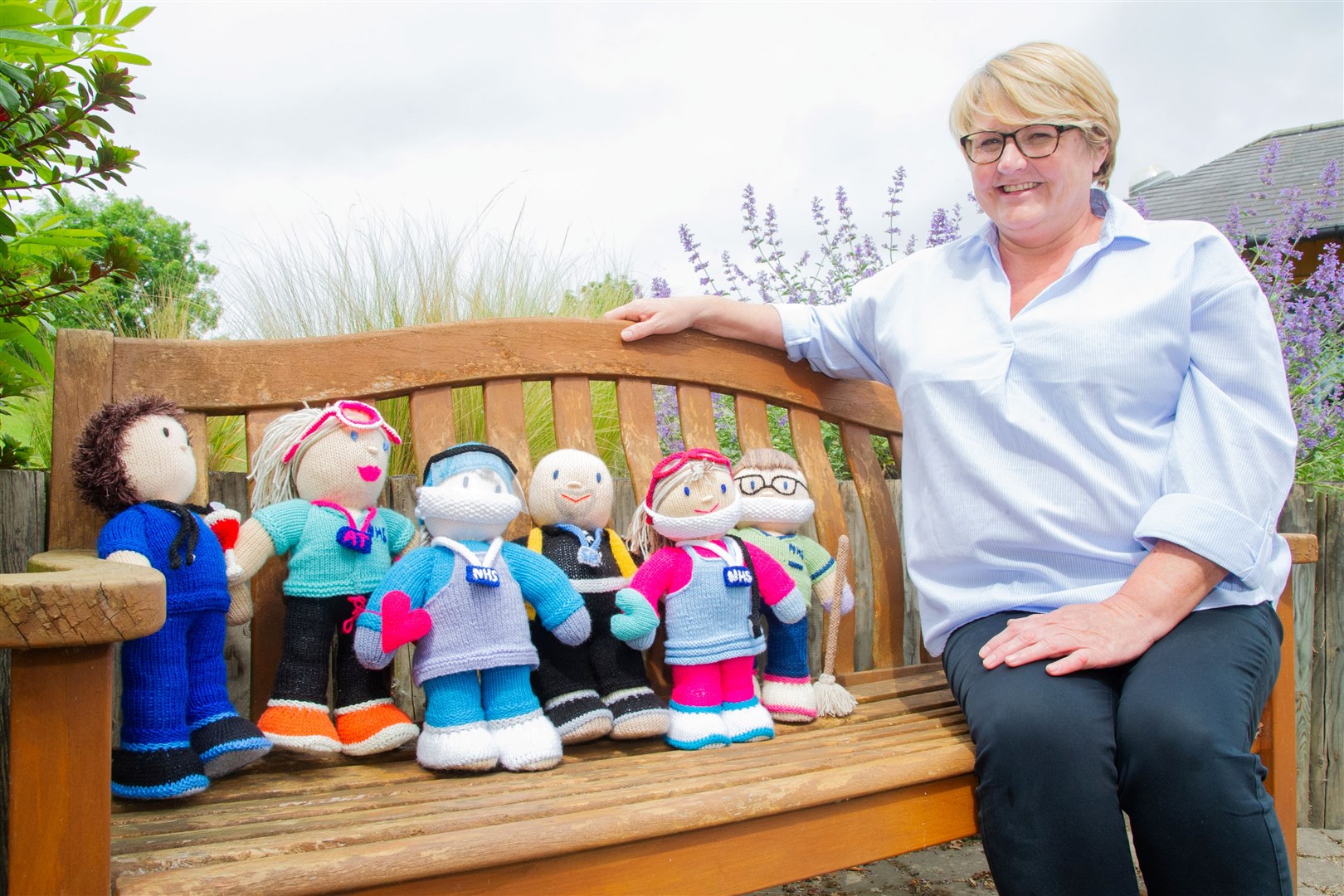 Karyn Sim,who works at The Oaks, has been busy knitting dolls of her fellow members of staff to raise money for the gardens at the care unit...Picture: Daniel Forsyth..