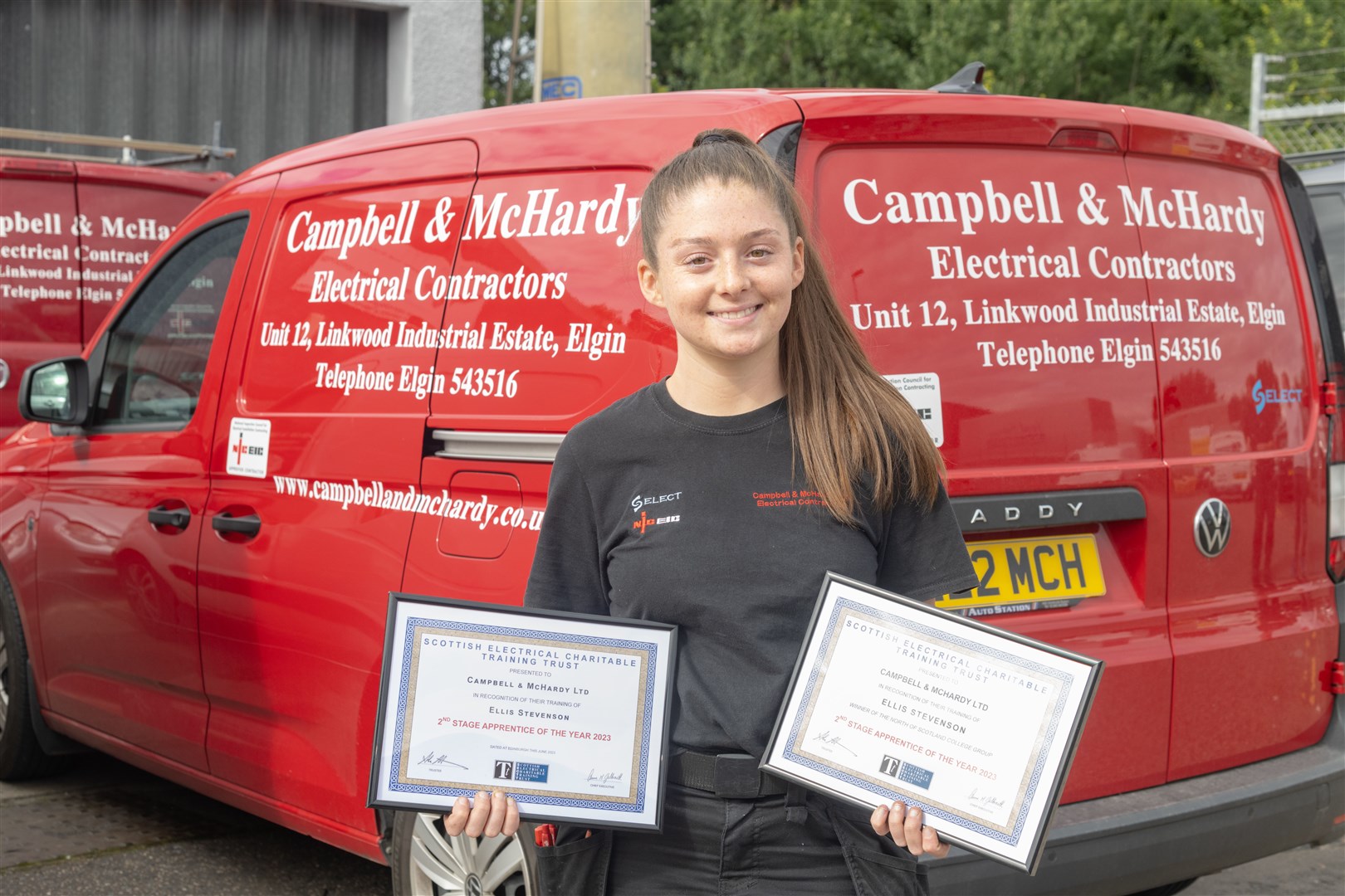 Ellis Stevenson, a second year apprentice at Campbell & McHardy, has won the North Region trophy from SECTT (Scottish Electrical Charitable Training Trust). Picture: Beth Taylor.