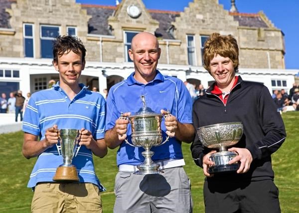 Prize guys (from left), Sam McKenzie, David Main and Craig Smith after the Moray Open.