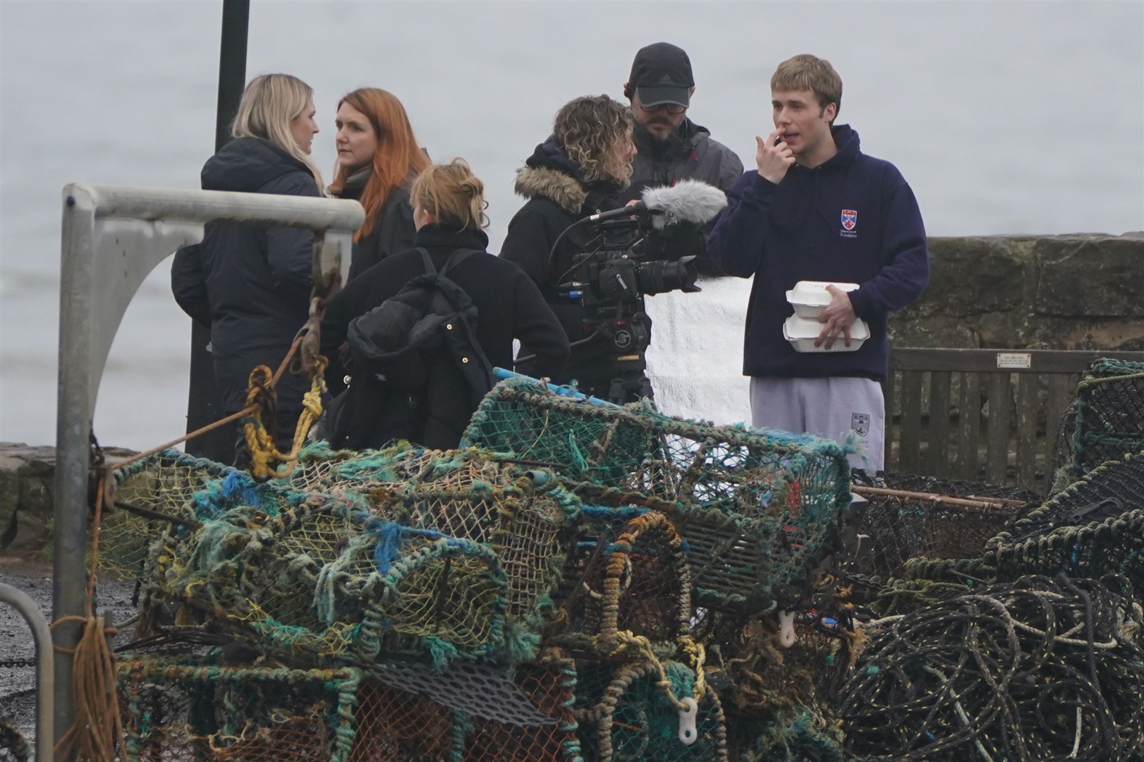 McVey joined the crew for lunch during a pause in filming (Andrew Milligan/PA)