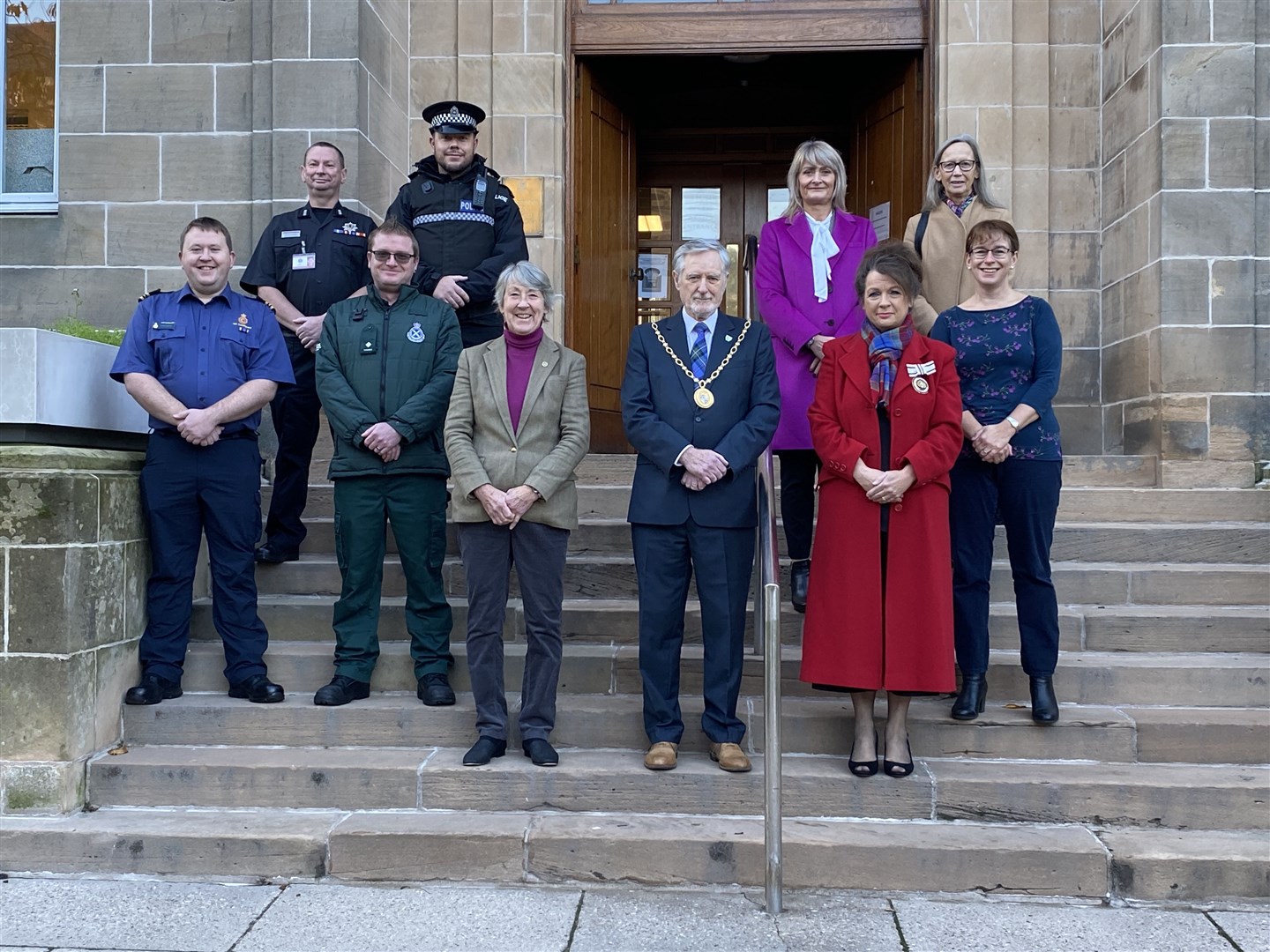 Moray Council marks Emergency Services Day with local emergency services representatives.