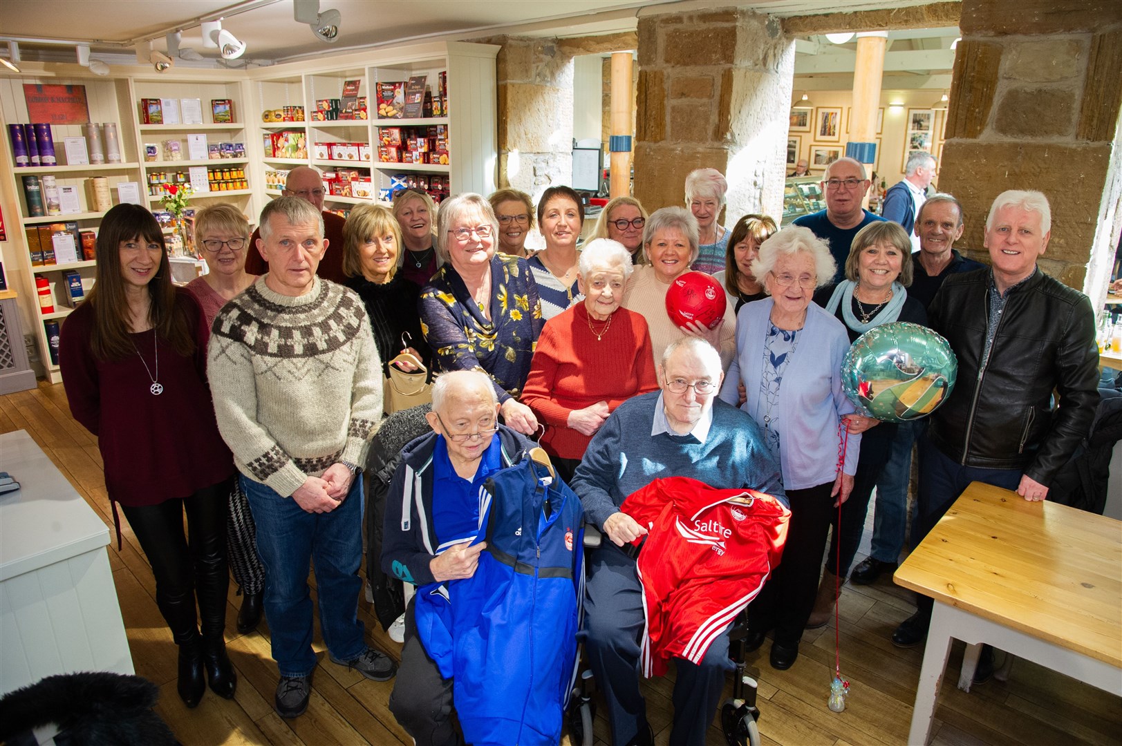 Well-known Elgin face Jimmy McLean finishes his 70th birthday weekend celebrations with lunch at Johnstons of Elgin, where he is presented with a range of gifts from Aberdeen Football Club. Picture: Daniel Forsyth.
