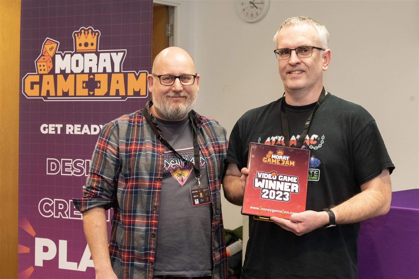 Stuart Muckley with Video Game Winner Richard Coldwell. Picture: Beth Taylor