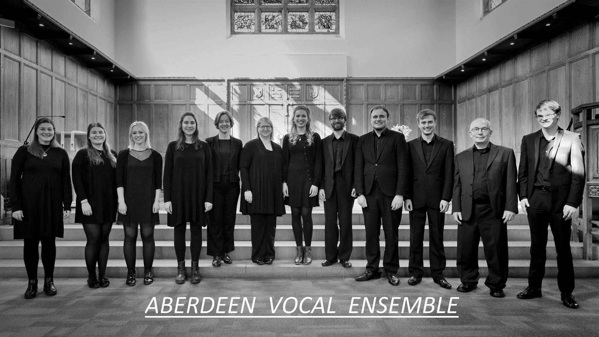 Aberdeen Vocal Ensemble is preparing to perform in Moray. Lossiemouth's Erin Ralph (sixth right) and Elgin's Ross Cumming (fourth right) form part of the group.