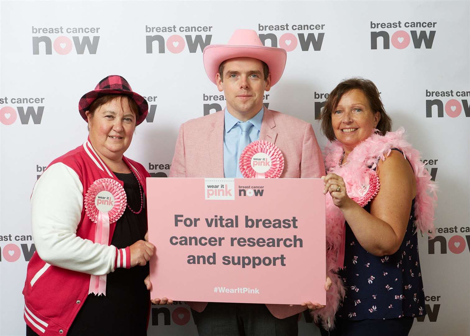 Moray MP Douglas Ross with Wear it Pink campaigners.