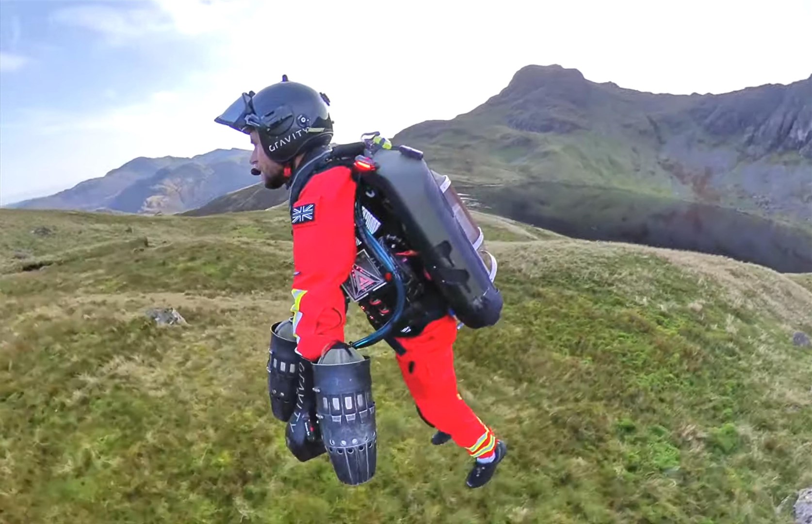 The jet suit is a collaboration between Gravity Industries and the Great North Air Ambulance Service (GNAAS).