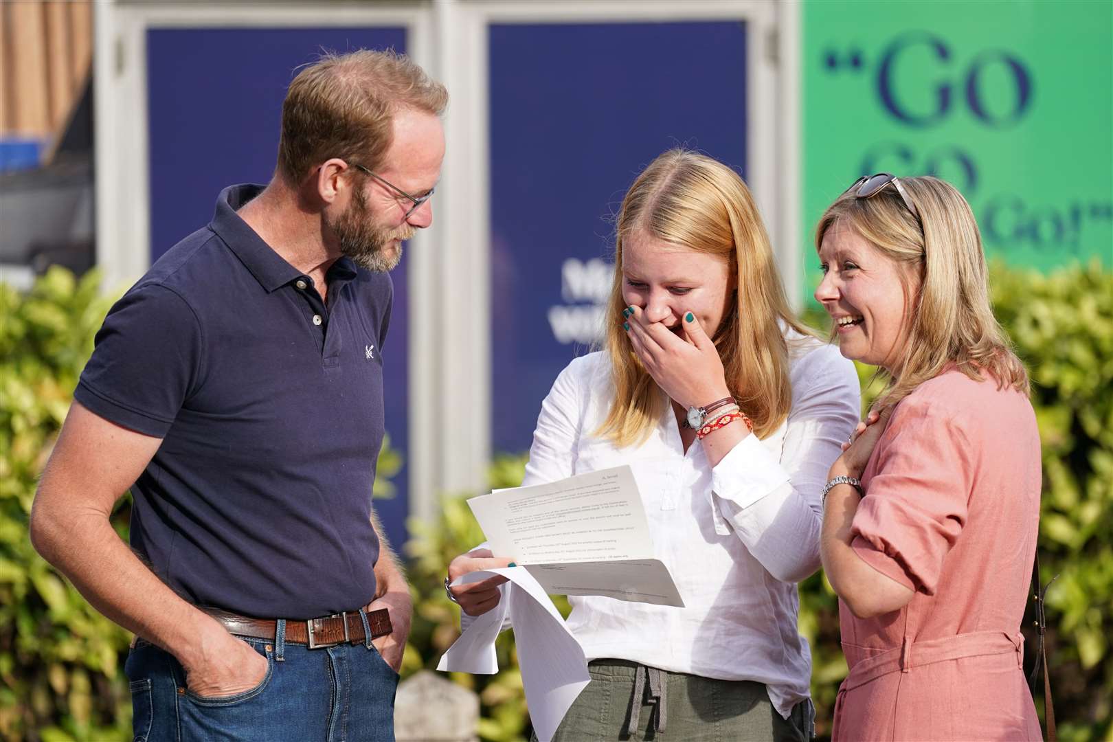 Head of school Millie Clark collects her A-level results at Norwich School (Joe Giddens/PA)