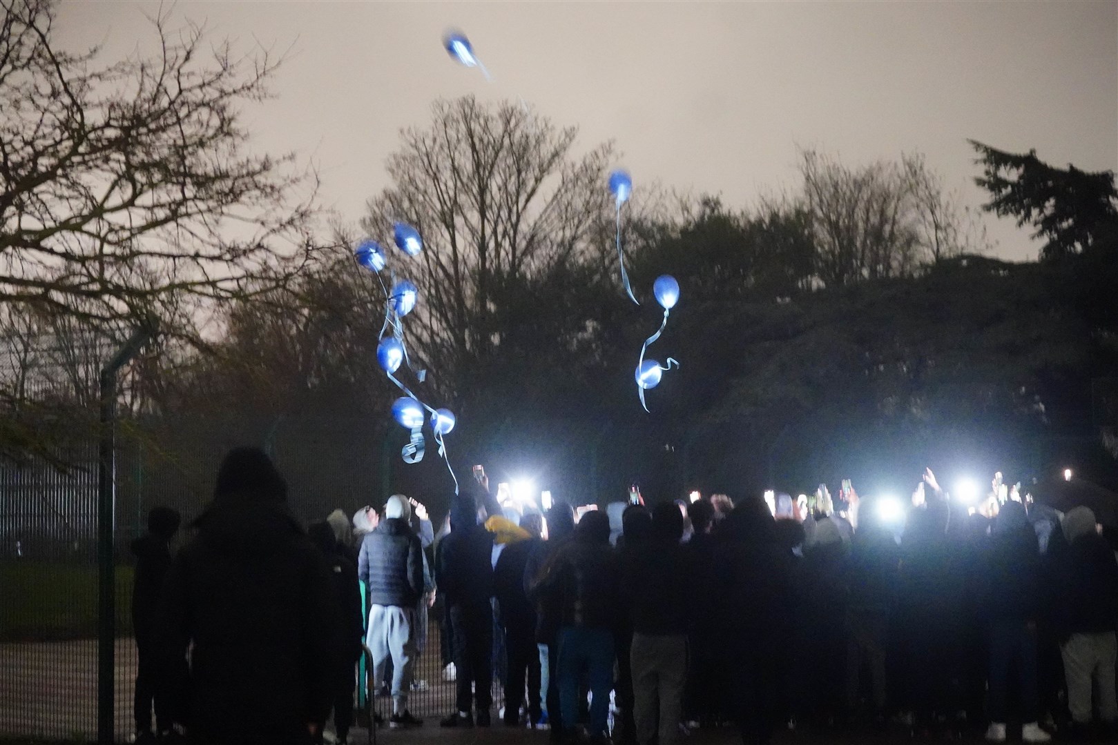 People release balloons as they take part in a vigil in Downhills Park in the West Green area of Haringey, London, for Harry last Tuesday (PA)