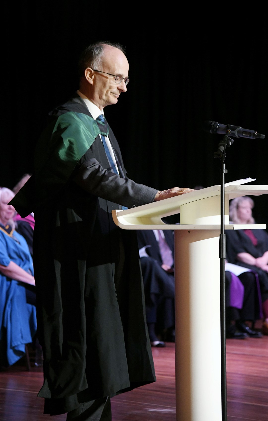 David Patterson, Principal and CEO, giving his speech and the presentation of awards at the University of Highlands and Islands graduation ceremony at Elgin Town Hall on October 6th...Picture: Beth Taylor.