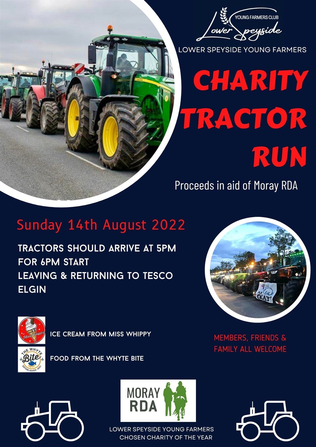 The charity tractor run is set to take place on Sunday, August 14.